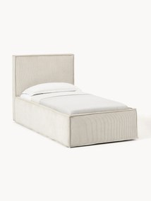 Letto imbottito in velluto a coste con vano contenitore Dream