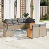 Set Divano da Giardino 8 pz con Cuscini Beige in Polyrattan 3260246