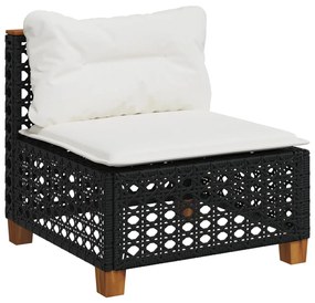 Set divano da giardino 6 pz con cuscini nero in polyrattan