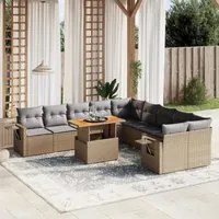 Set Divani da Giardino 11 pz con Cuscini Beige in Polyrattan 3271948