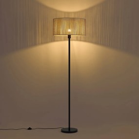 Lampada da terra nera con paralume in corda di carta beige 50/50/25 - Simplo