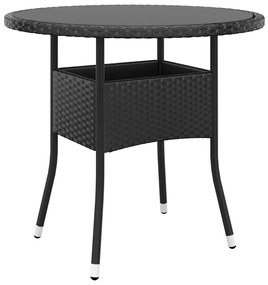 Set da Bistrot per Giardino 3 pz in Polyrattan Nero