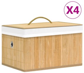 Scatole Portaoggetti 4 Pz İn Bambù /