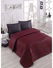 Set con copriletto e federa burgundy con rivestimento trapuntato 200x220 cm Verda – Mijolnir