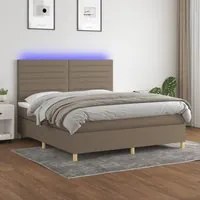 Letto a Molle con Materasso e LED Tortora 180x200 cm in Tessuto 3135537