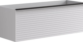 Mobile da bagno sospeso sotto lavabo Pixel stripes 1 cassetto L 120 x H 40 x P 45.5 cm bianco laccato opaco, con maniglia nero paco
