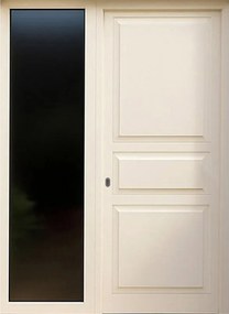 Porta d'ingresso Bugnale 32 con vetro L 80 x H 210 cm in alluminio bianco/noce, apertura spingere a destra