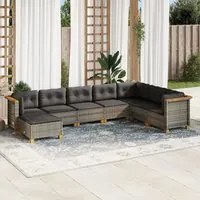 Set Divano da Giardino 8 pz con Cuscini Grigio in Polyrattan 3261954