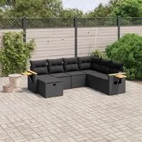 Set Divani da Giardino con Cuscini 7pz Nero Polyrattancod mxl 113769