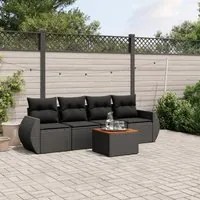 Set Divani da Giardino 5 pz con Cuscini in Polyrattan Nero 3224879