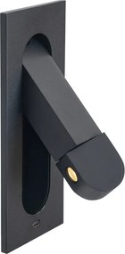 Set di 2 lampade da parete moderne nere con LED e porta USB-C - Hilton