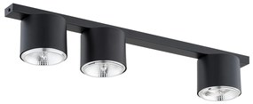 Plafoniera Moderna 3 Luci Faretti Ptah In Acciaio Nero