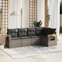 Set Divano da Giardino 5 pz con Cuscini Grigio in Polyrattancod mxl 90368