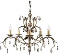 Lampadario Classico Lily Metallo Patina Di Bronzo Vetro 5 Luci E14