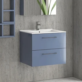 Kamalu - Mobiletto lavabo 60 cm con due 2 cassetti lavabo incasso EL-60L