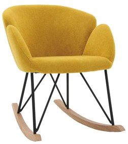 Sedia a dondolo design velluto giallo senape RHAPSODY