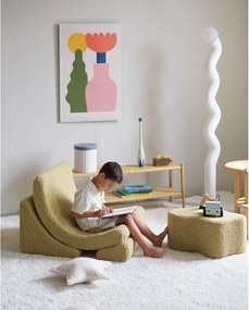 Pouf per bambini verde con rivestimento in bouclé Cloud – Wigiwama