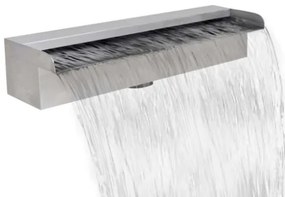 Fontana a Cascata per Giardino Rettangolare Acciaio Inox 45 cm