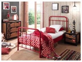 Letto per bambini in metallo rosso, 90 x 200 cm New York - Vipack