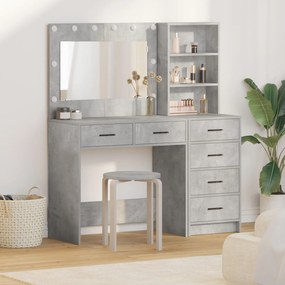 Set di toeletta a 2 pezzi con led in legno ingegnerizzato grigio
