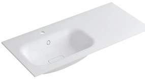 Lavabo integrale rettangolare vasca a sinistra L 100.5 x H 15 x P 46 cm in resina bianco opaco