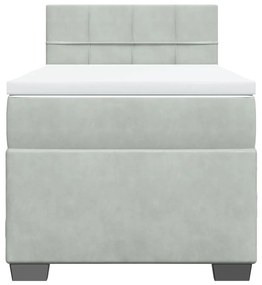 Giroletto a molle con materasso grigio chiaro 90x190 cm velluto
