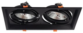 Faro da Incasso Orientabile Nero - 2 lampade AR111 Foro 315x163mm