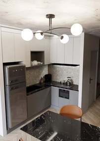 Lampadario a Sospensione in Acciaio e Vetro PREGOS 4 Nero/Bianco 4xE14