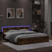 Giroletto con Testiera e LED Rovere Fumo 180x200 cmcod mxl 85531