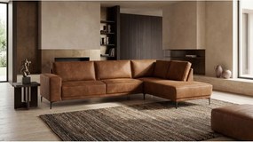 Divano angolare in similpelle marrone cognac (angolo destro) Copenhagen - Scandic