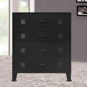 Cassettiera İn Metallo İn Stile Industriale 78x40x93 Cm Nera /