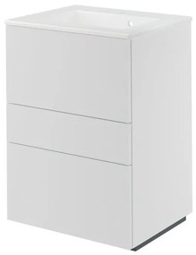 Mobile da bagno a terra L 60 x H 84 x P 48 cm bianco laccato opaco, 3 cassetti SENSEA Neo Line, Maniglie acquistabili separatamente