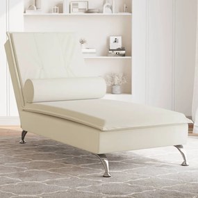 Chaise Longue Massaggi Con Cuscino A Rullo Crema İn Velluto /