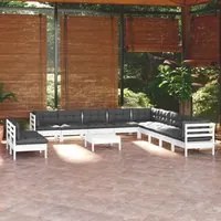 Set Divani da Giardino 12 pz con Cuscini Bianchi Legno di Pino cod mxl 44418