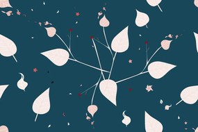 Carta da parati autoadesiva – Foglie delicate in blu