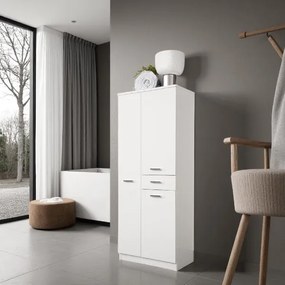 Colonna multiuso CLASSIC 60x34 con ante e cassetto Bianco Lucido