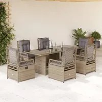 Set da Pranzo da Giardino 7 pz con Cuscini Beige in Polyrattancod mxl 93193