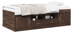 Divano letto con cassetti rovere marrone 90x190 cm multistrato