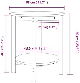 Tavolino da Salotto Miele Ø 55x60 cm in Legno Massello di Pino