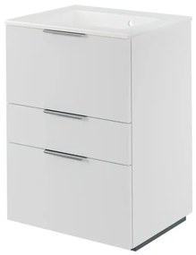 Mobile da bagno a terra sotto lavabo L 60 x H 84 x P 48 cm bianco laccato, 3 cassetti SENSEA Neo
