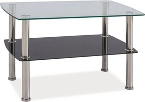 Tavolino Irene in vetro temperato e metallo cromato – 75x45x45 cm