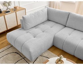 Divano angolare grigio chiaro allungabile e con contenitore (penisola a sinistra/a U) Fuji – Bobochic Paris