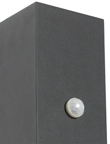 Applique da parete grigio scuro con 2 luci IP44 con sensore di movimento - Baleno