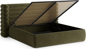 Letto matrimoniale imbottito verde con contenitore con rete inclusa 180x200 cm Mount – Micadoni