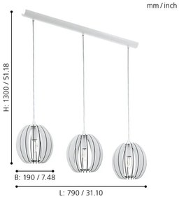 Eglo 94444 - Lampadario COSSANO 3xE14/40W/230V