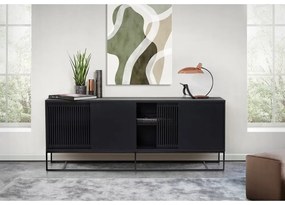 Cassettiera bassa nera in rovere 188x75 cm Ende - Woodman