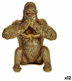 Statua Decorativa Gorilla Yoga Dorato 11 x 18 x 16,2 cm (12 Unità)