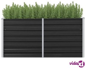 vidaXL Letto Rialzato Giardino Antracite 160x40x77 cm Acciaio Zincato