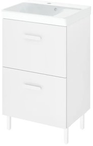 Mobile da bagno sotto lavabo Easy bianco laccato opaco L 50 x H 80 x P 40 cm 2 cassetti, lavabo non incluso