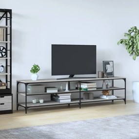 Mobile tv grigio sonoma 200x30x50cm legno multistrato e metallo